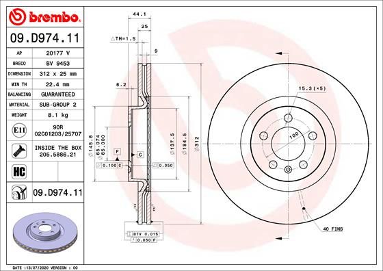 Tarcza hamulcowa BREMBO 09.D974.11