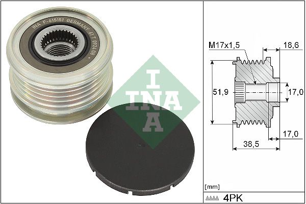 Alternator - sprzęgło jednokierunkowe INA 535034610