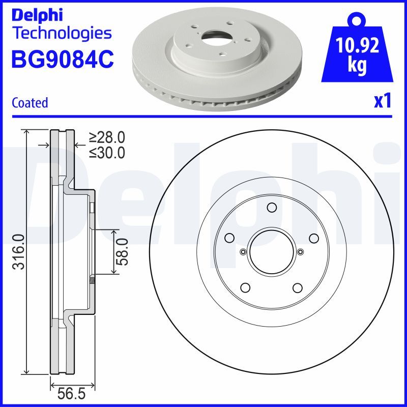 Tarcza hamulcowa DELPHI BG9084C