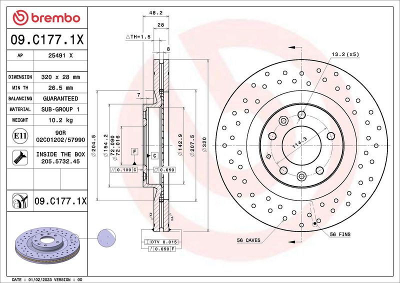 Tarcza hamulcowa BREMBO 09.C177.1X