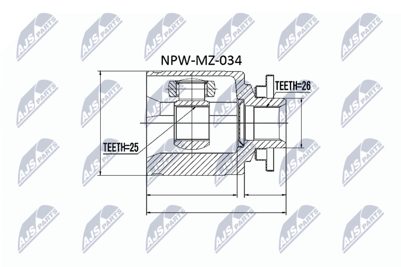 Zestaw przegubu, wał napędowy NTY NPW-MZ-034