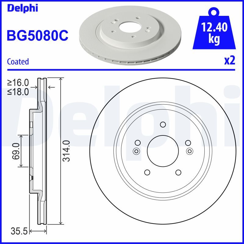 Tarcza hamulcowa DELPHI BG5080C