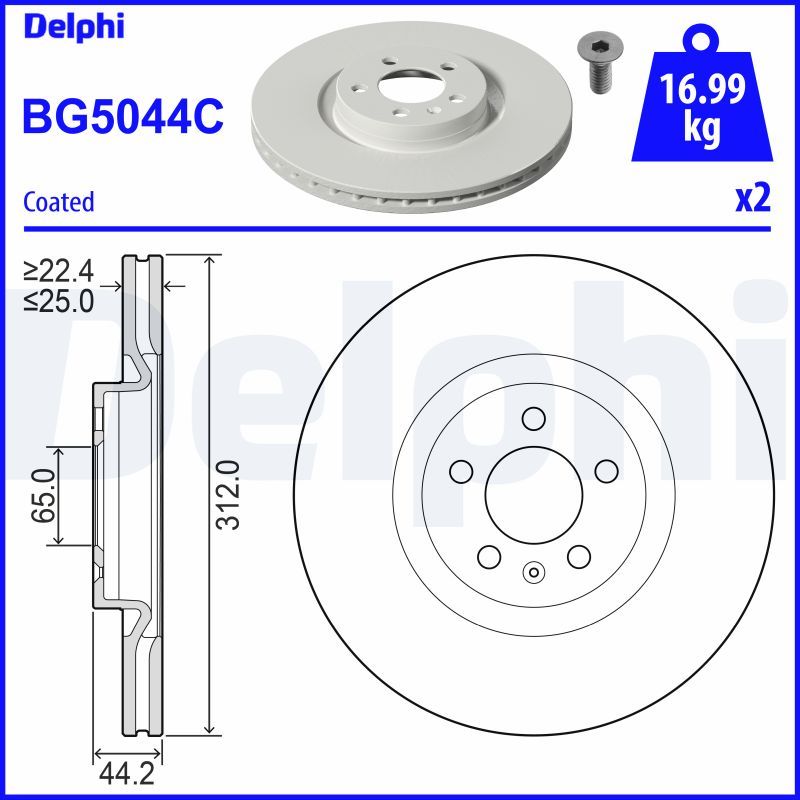 Tarcza hamulcowa DELPHI BG5044C