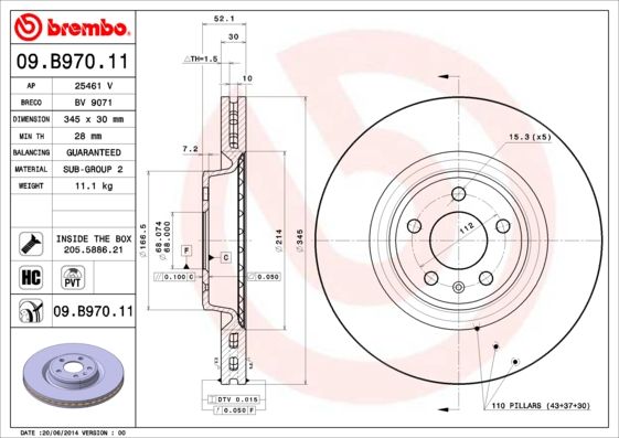 Tarcza hamulcowa BREMBO 09.B970.11