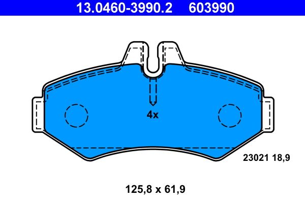Zestaw klocków hamulcowych, hamulce tarczowe ATE 13.0460-3990.2