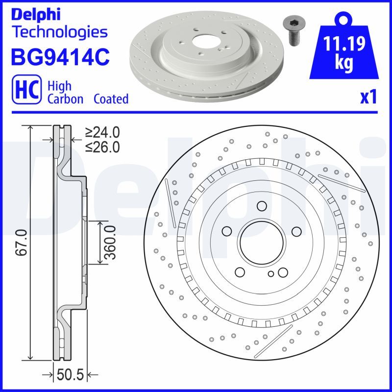 Tarcza hamulcowa DELPHI BG9414C