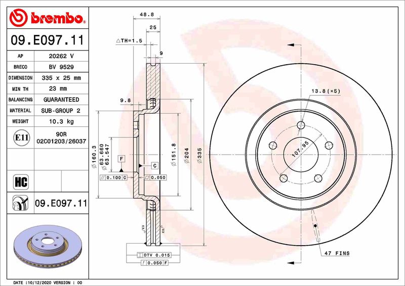 Tarcza hamulcowa BREMBO 09.E097.11