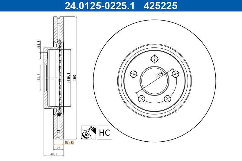 Tarcza hamulcowa ATE 24.0125-0225.1
