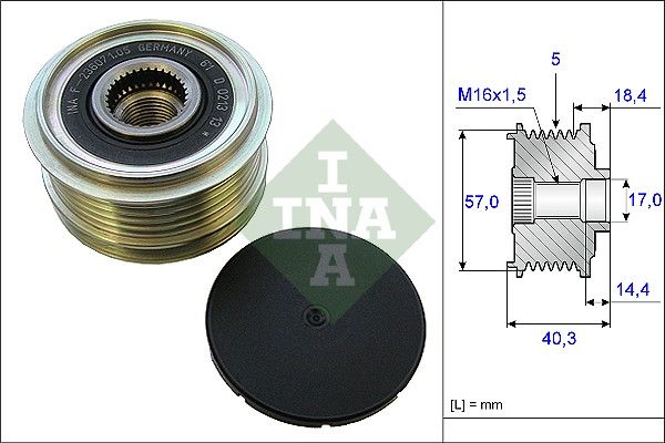 Alternator - sprzęgło jednokierunkowe INA 535 0187 10