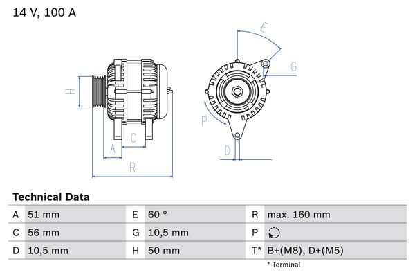 Alternator BOSCH 0 986 042 750