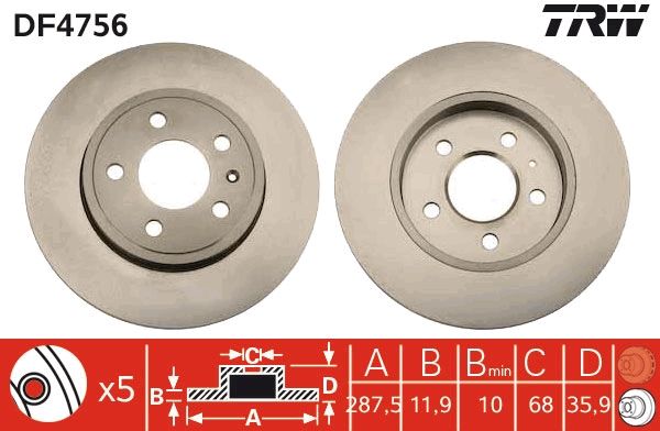 Tarcza hamulcowa TRW DF4756