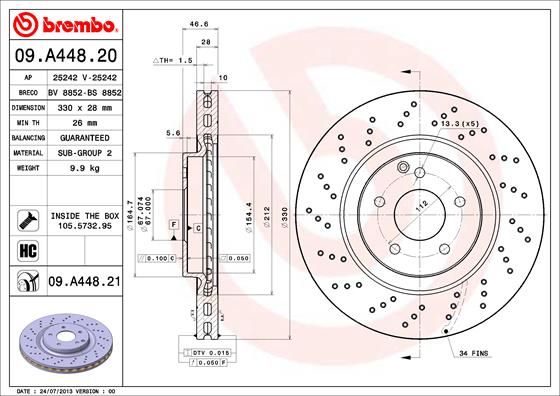 Tarcza hamulcowa BREMBO 09.A448.21