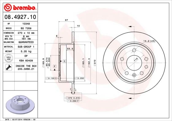 Tarcza hamulcowa BREMBO 08.4927.10