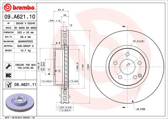 Tarcza hamulcowa BREMBO 09.A621.11