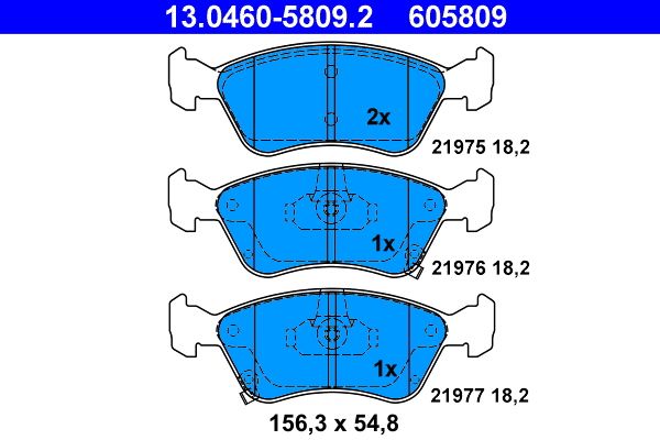 Zestaw klocków hamulcowych, hamulce tarczowe ATE 13.0460-5809.2