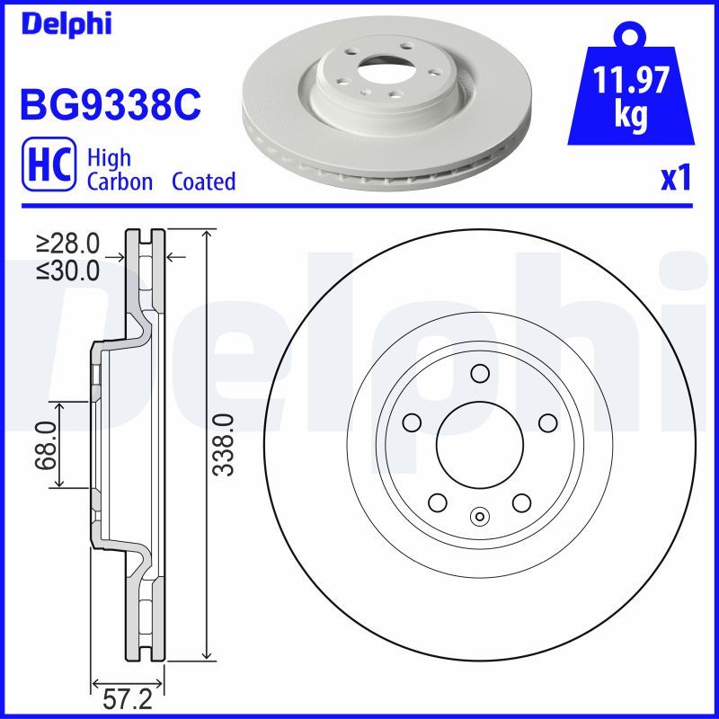 Tarcza hamulcowa DELPHI BG9338C