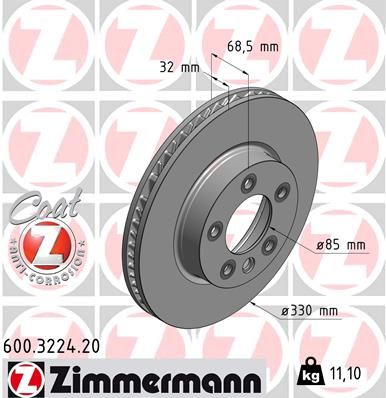 Tarcza hamulcowa ZIMMERMANN 600.3224.20