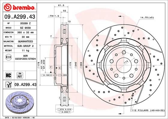 Tarcza hamulcowa BREMBO 09.A299.43