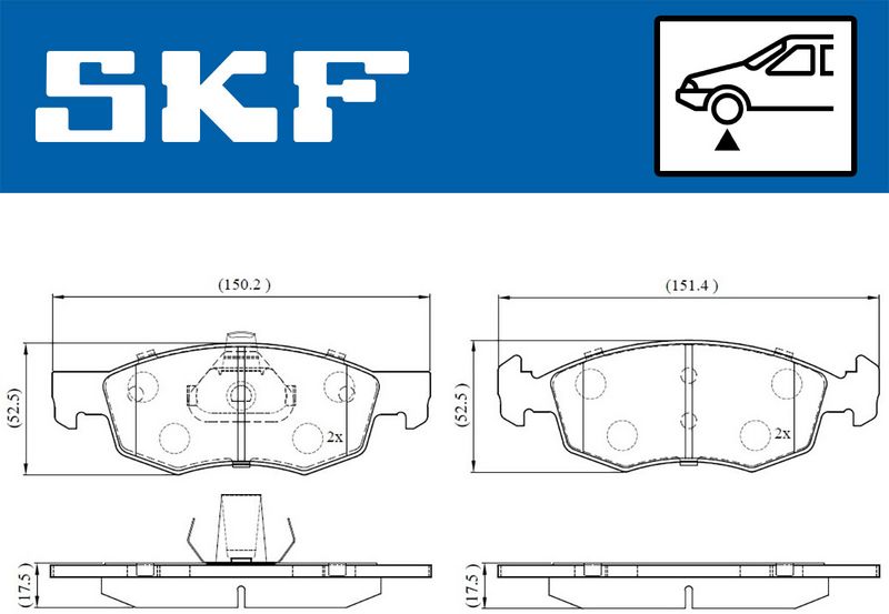 Zestaw klocków hamulcowych, hamulce tarczowe SKF VKBP80618