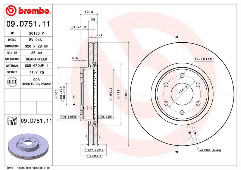 Tarcza hamulcowa BREMBO 09.D751.11