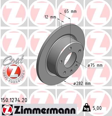 Tarcza hamulcowa ZIMMERMANN 150.1274.20