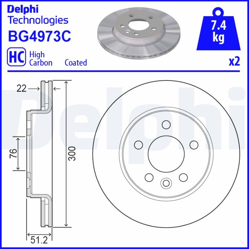Tarcza hamulcowa DELPHI BG4973C