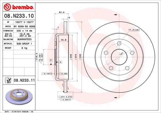 Tarcza hamulcowa BREMBO 08.N233.11