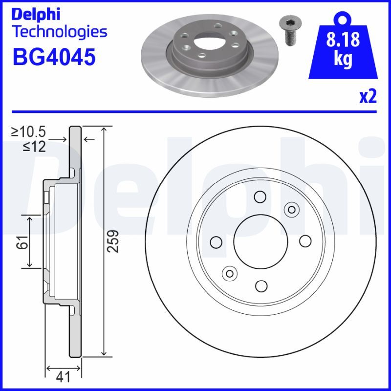 Tarcza hamulcowa DELPHI BG4045