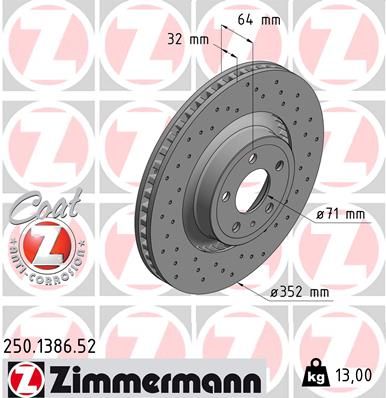 Tarcza hamulcowa ZIMMERMANN 250.1386.52