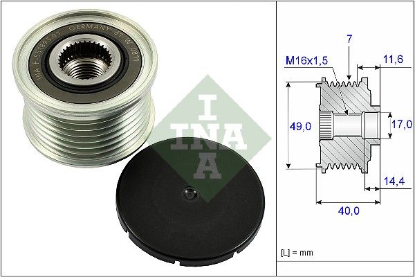 Alternator - sprzęgło jednokierunkowe INA 535025410