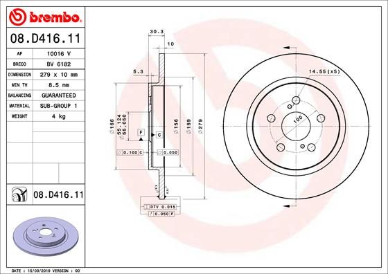 Tarcza hamulcowa BREMBO 08.D416.11