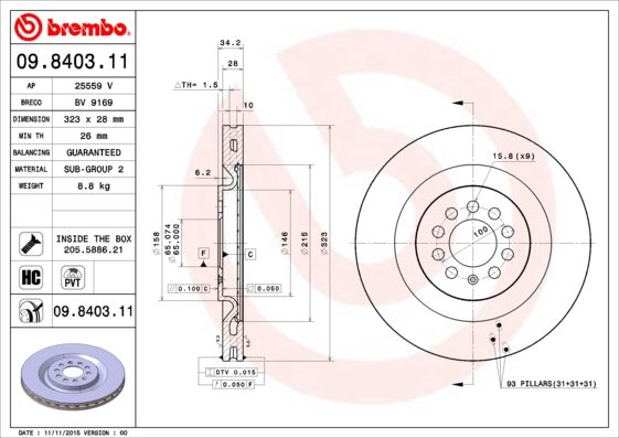Tarcza hamulcowa BREMBO 09.8403.11