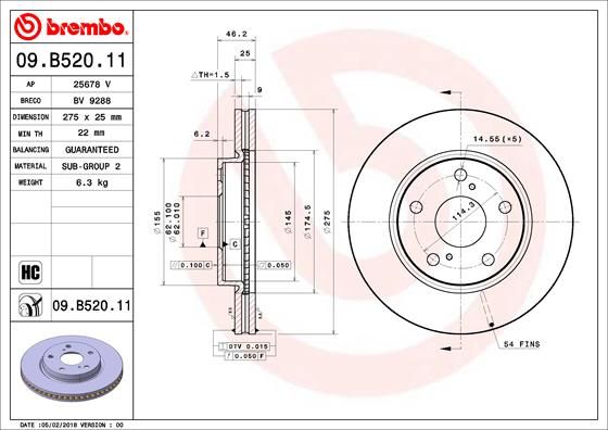 Tarcza hamulcowa BREMBO 09.B520.11