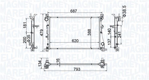 Chłodnica, układ chłodzenia silnika MAGNETI MARELLI 350213203900
