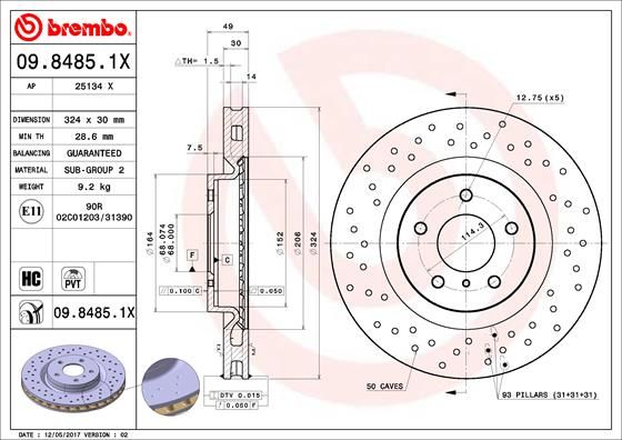 Tarcza hamulcowa BREMBO 09.8485.1X