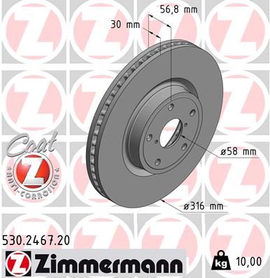 Tarcza hamulcowa ZIMMERMANN 530.2467.20