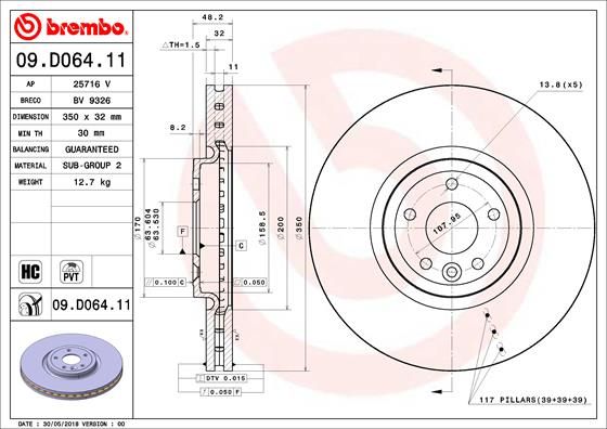 Tarcza hamulcowa BREMBO 09.D064.11