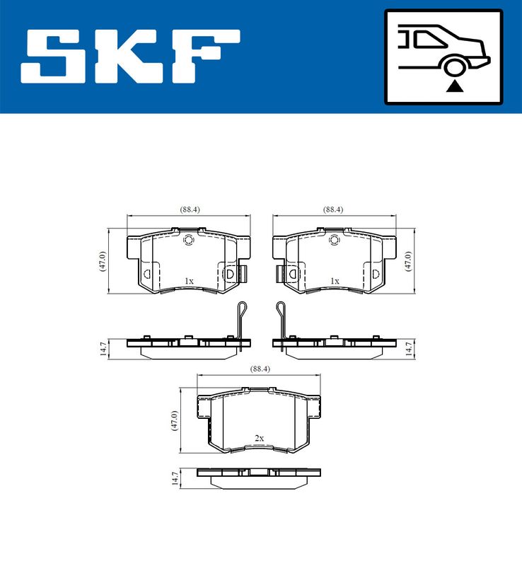 Zestaw klocków hamulcowych, hamulce tarczowe SKF VKBP90451A