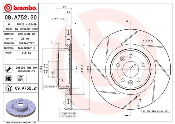 Tarcza hamulcowa BREMBO 09.A752.21