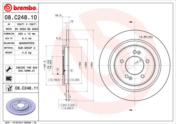 Tarcza hamulcowa BREMBO 08.C248.11