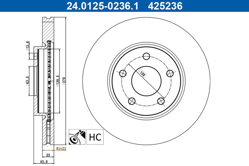 Tarcza hamulcowa Ate 24.0125-0236.1
