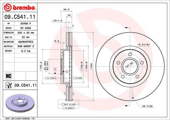 Tarcza hamulcowa BREMBO 09.C541.11