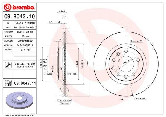Tarcza hamulcowa BREMBO 09.B042.11