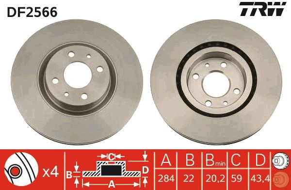 Tarcza hamulcowa TRW DF2566