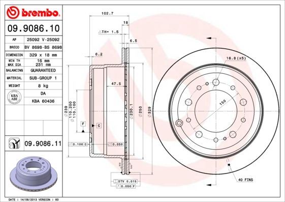 Tarcza hamulcowa BREMBO 09.9086.11